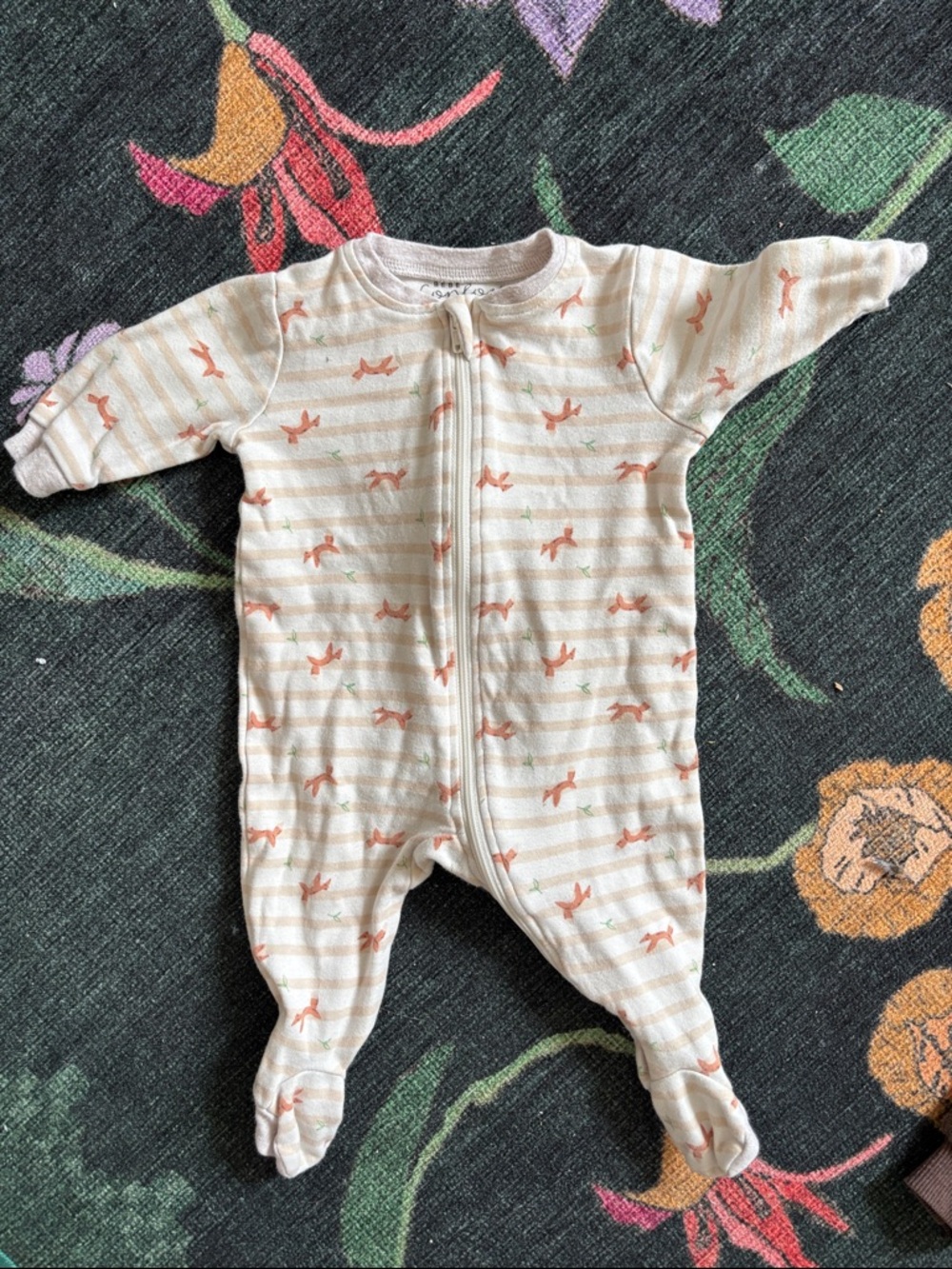 Unbranded Cream Footed One-Piece with Coral Fox Accent